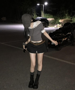 ミニスカート サンドレイヤードスカートパンツ BLACK