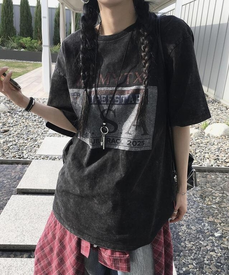 ピグメント半袖Tシャツ BLACK