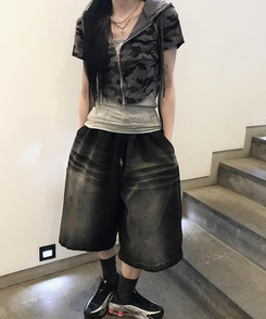 ジャンパー ハニー半袖フードジップアップ(5color) DEEP GRAY