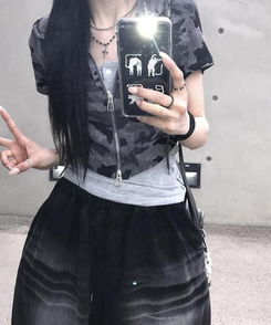ジャンパー ハニー半袖フードジップアップ(5color) DEEP GRAY