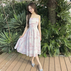 ロングワンピース フラワーロングワンピース LIGHT PINK