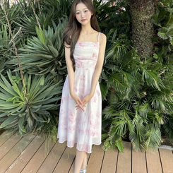 ロングワンピース フラワーロングワンピース LIGHT PINK