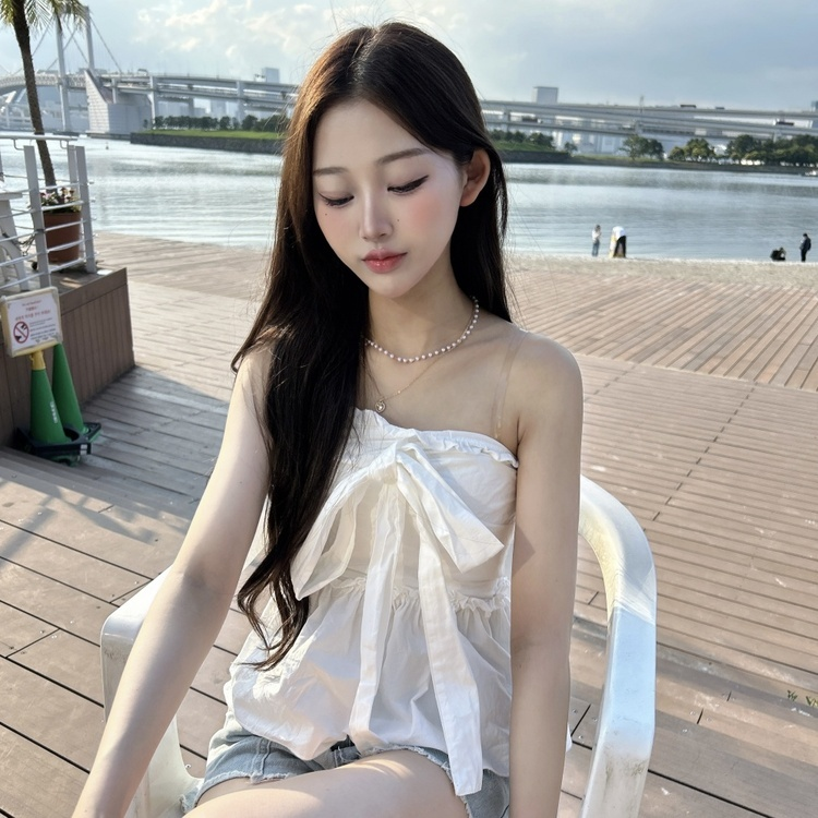 ノースリーブリボンブラウス WHITE
