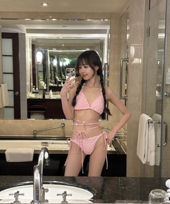 ビキニ フラワービキニカバーアップ 3点セット PINK