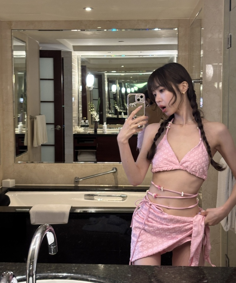 フラワービキニカバーアップ 3点セット PINK