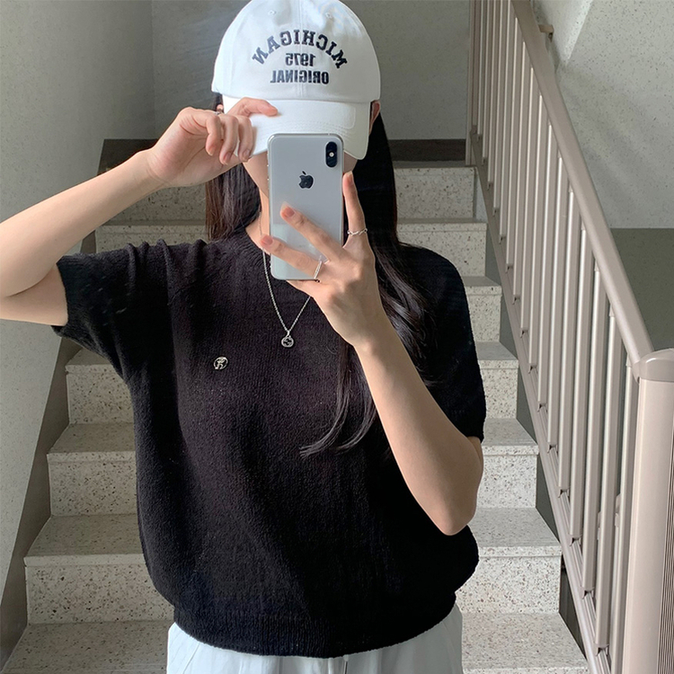 サマーラウンド半袖Tシャツ(6color) BLACK