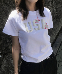 半袖Tシャツ チェックスターUSA半袖Tシャツ WHITE
