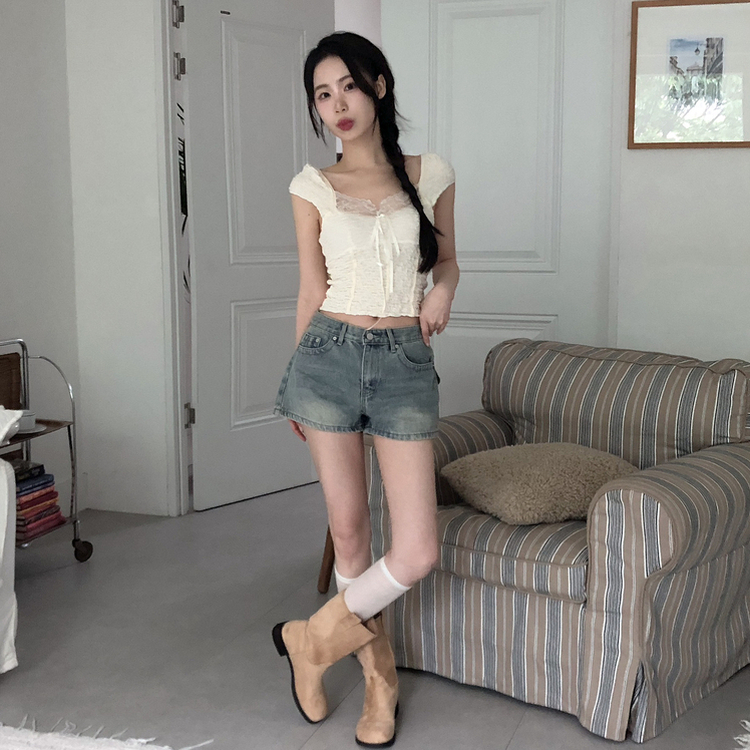 [골반볼륨UP!]허벅지삭제핏! 초미니 핫팬츠 청 데님 반바지 숏팬츠 2color 빈티지블루