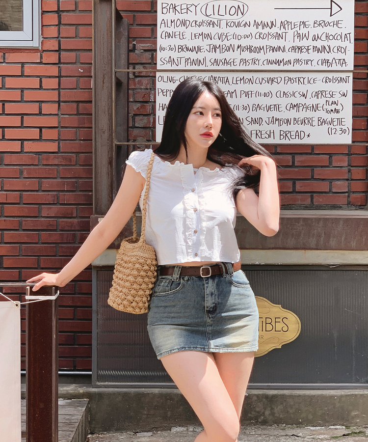 デニムウォッシングミニスカートパンツ｜ミニスカート｜韓国
