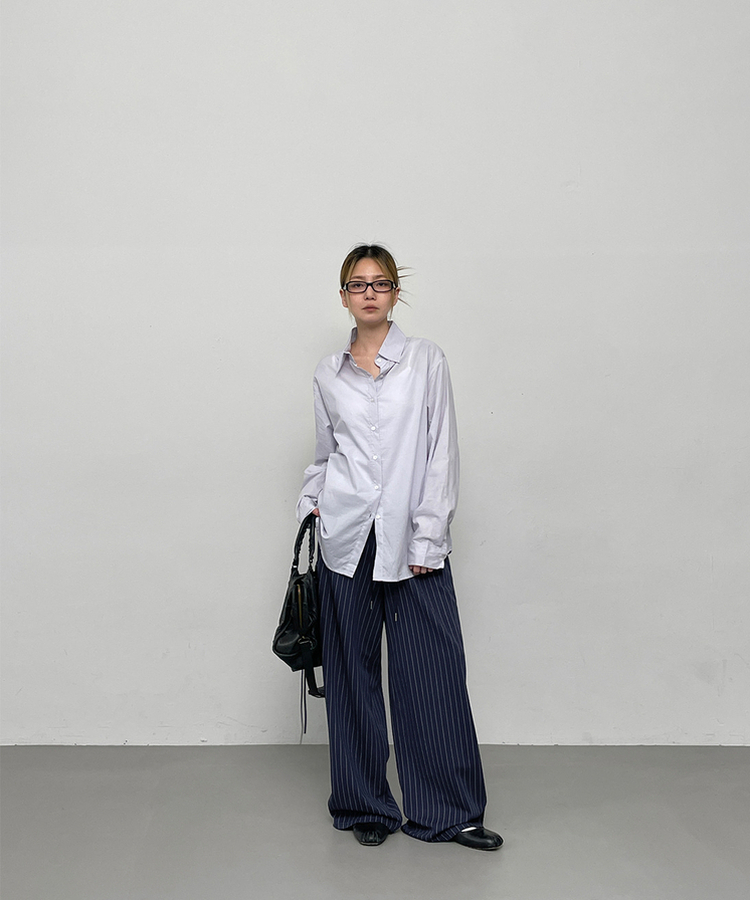ストライプバンディングパンツ NAVY