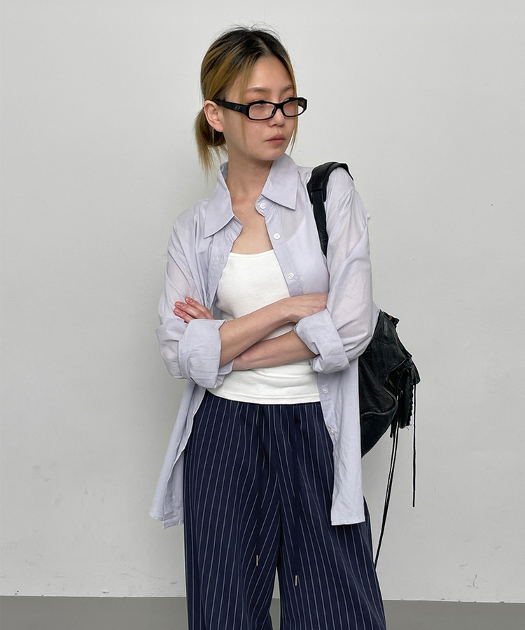 ストライプバンディングパンツ NAVY