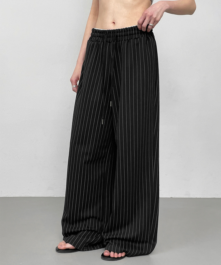 ストライプバンディングパンツ BLACK
