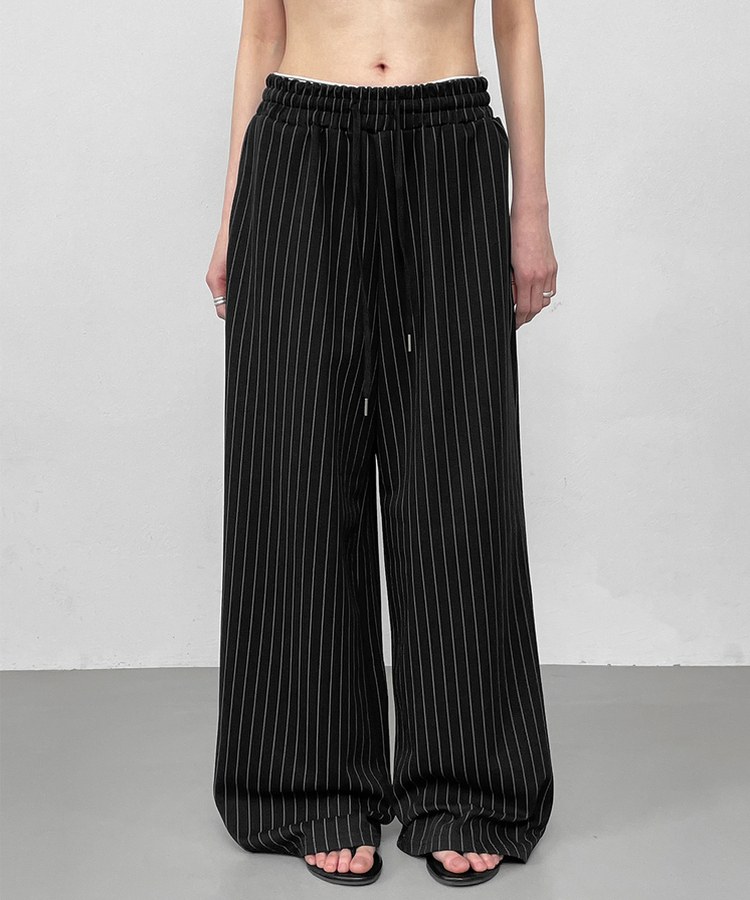 ストライプバンディングパンツ BLACK