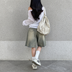 ニット リネンオフショルダーシースルーニット IVORY