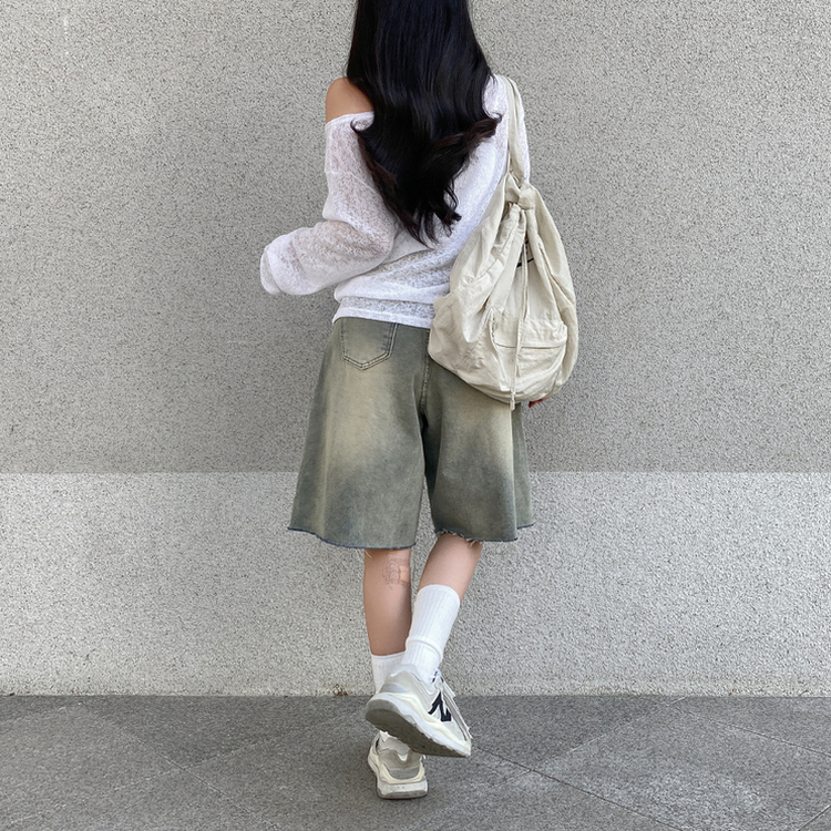 リネンオフショルダーシースルーニット IVORY