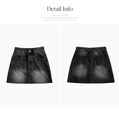 【丈別】ウォッシングショートデニムミニスカート