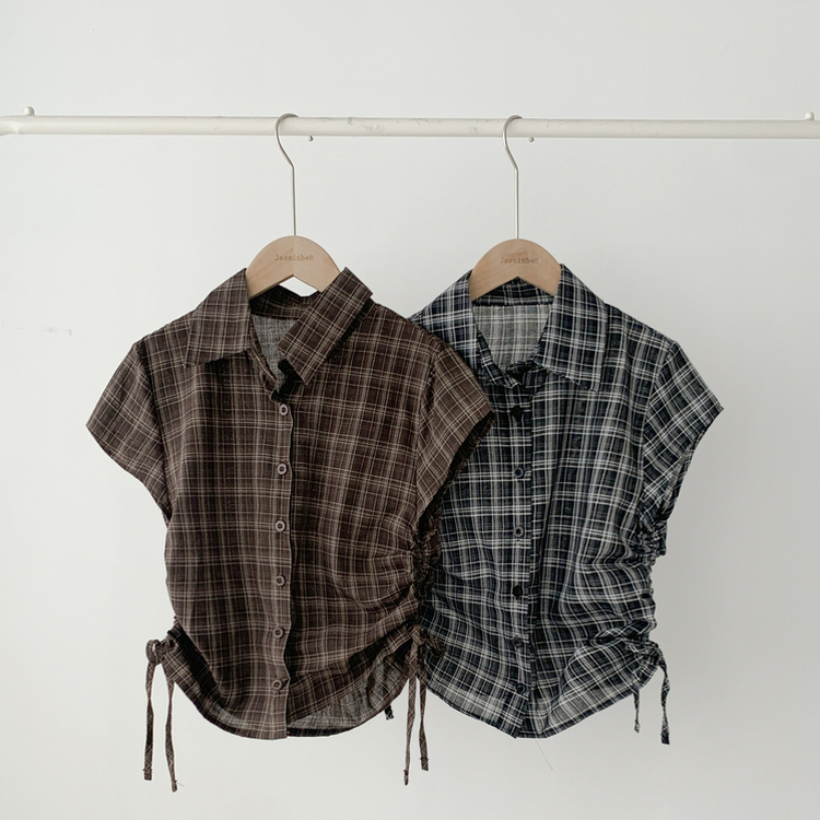 チェックサイドシャーリング半袖シャツ