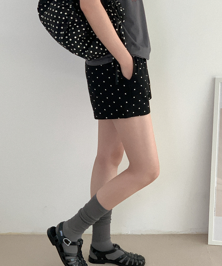 ドットバンディングハーフパンツ BLACK
