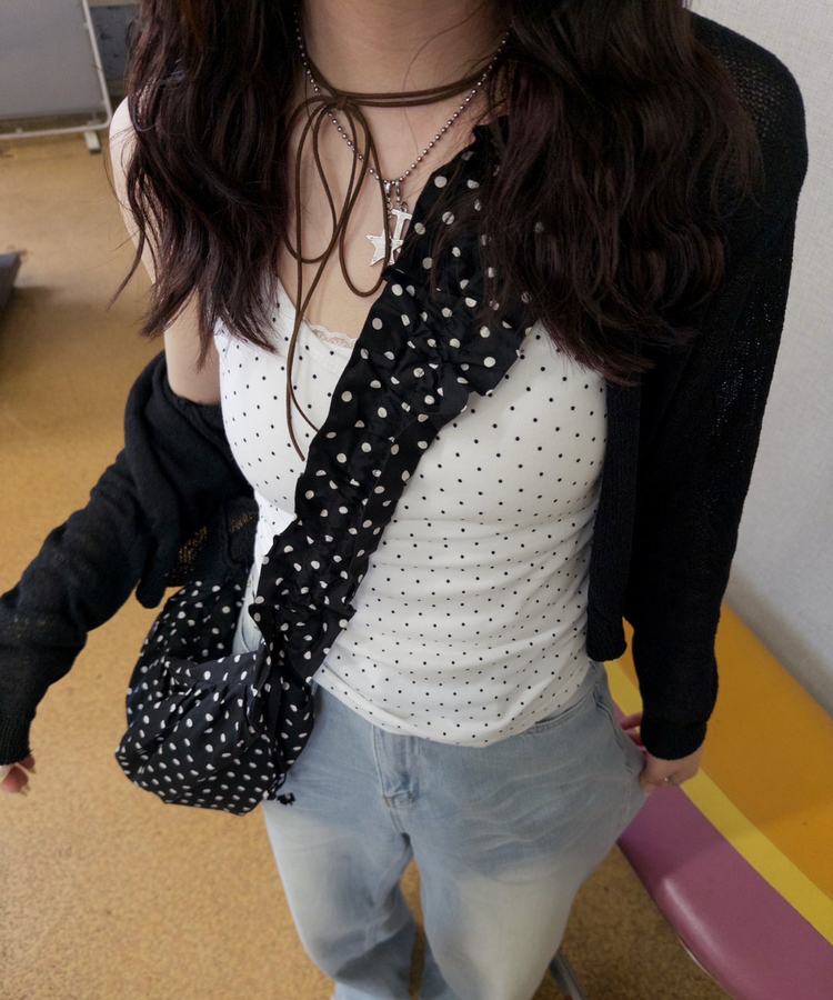 ドットクロワッサンバッグ BLACK