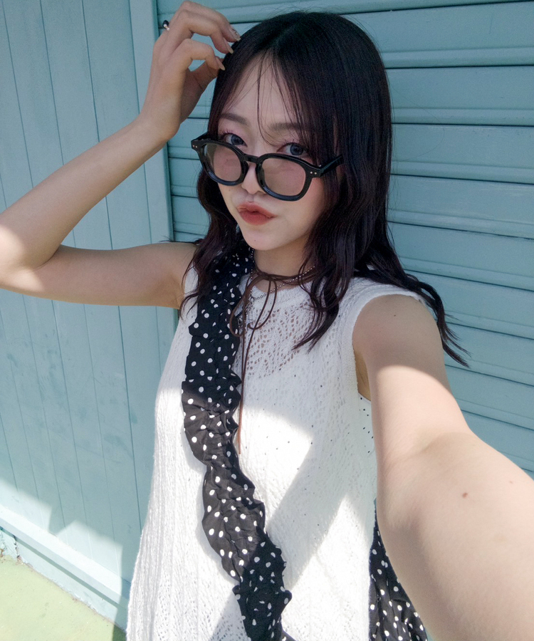 ドットクロワッサンバッグ BLACK