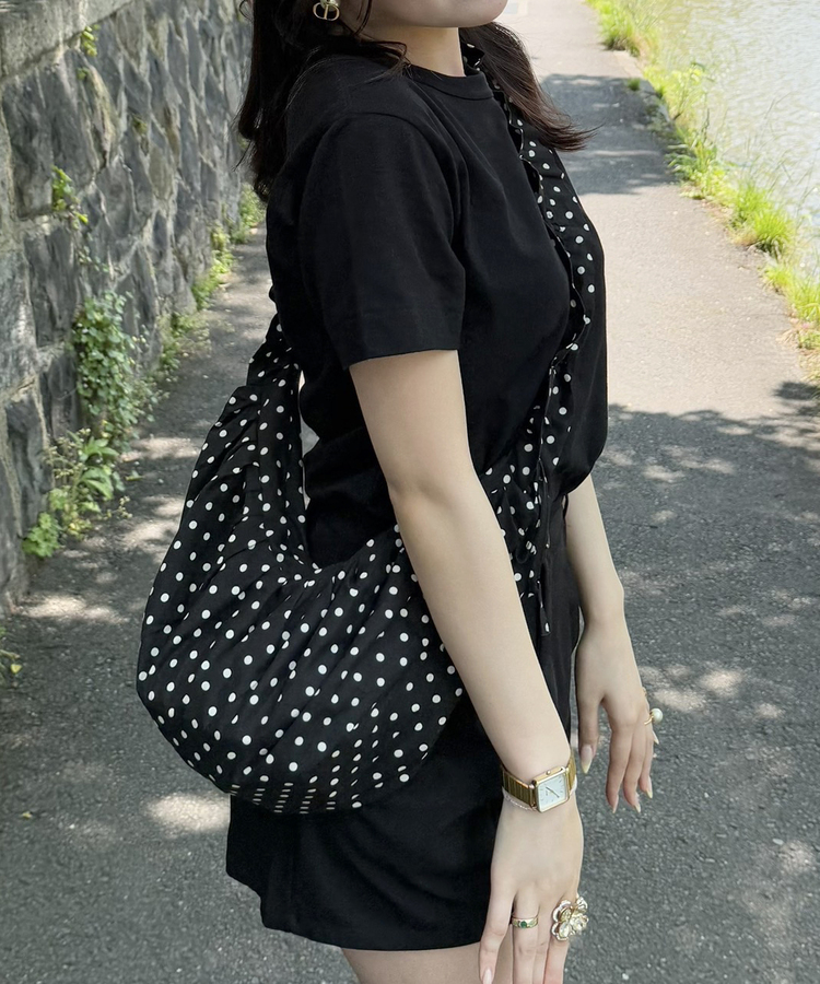 ドットクロワッサンバッグ BLACK