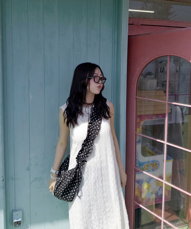 ドットクロワッサンバッグ BLACK