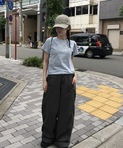 フラワーパッチ半袖Tシャツ SKY BLUE