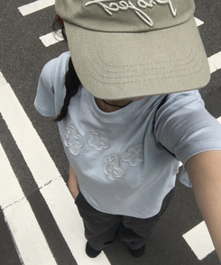 フラワーパッチ半袖Tシャツ SKY BLUE