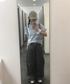 フラワーパッチ半袖Tシャツ SKY BLUE