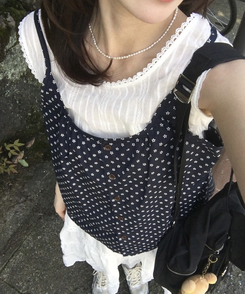 ブラウス フラワーレイヤードキャミブラウス NAVY