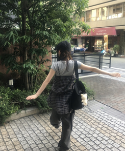 ミニワンピース フリルチェックミニワンピース NAVY