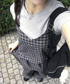 ミニワンピース フリルチェックミニワンピース NAVY
