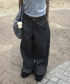 コットンパンツ コットンワイドロングパンツ GREY