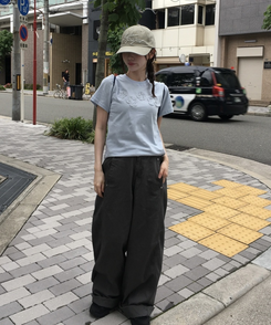 コットンパンツ コットンワイドロングパンツ GREY