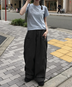 コットンパンツ コットンワイドロングパンツ GREY