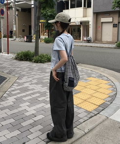 コットンパンツ コットンワイドロングパンツ GREY