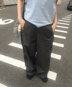 コットンパンツ コットンワイドロングパンツ GREY