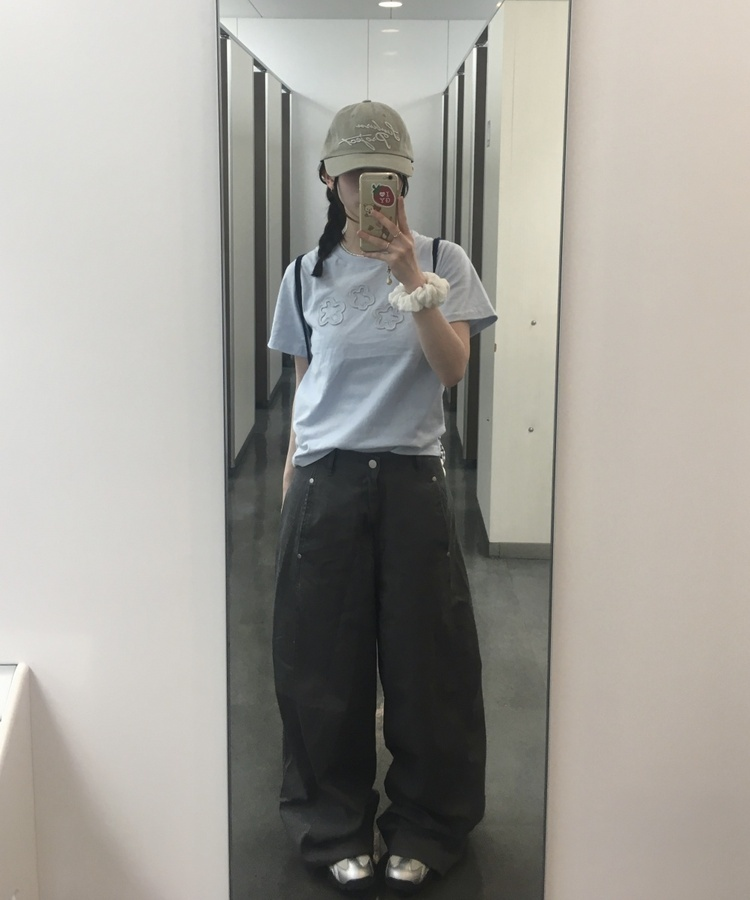 コットンワイドロングパンツ GREY