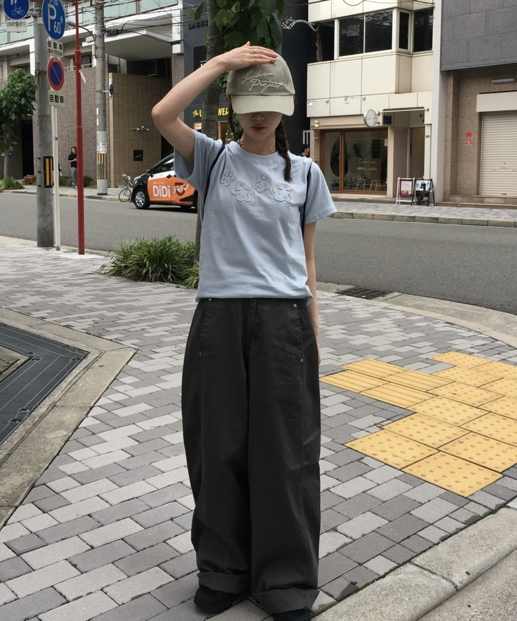 コットンワイドロングパンツ GREY