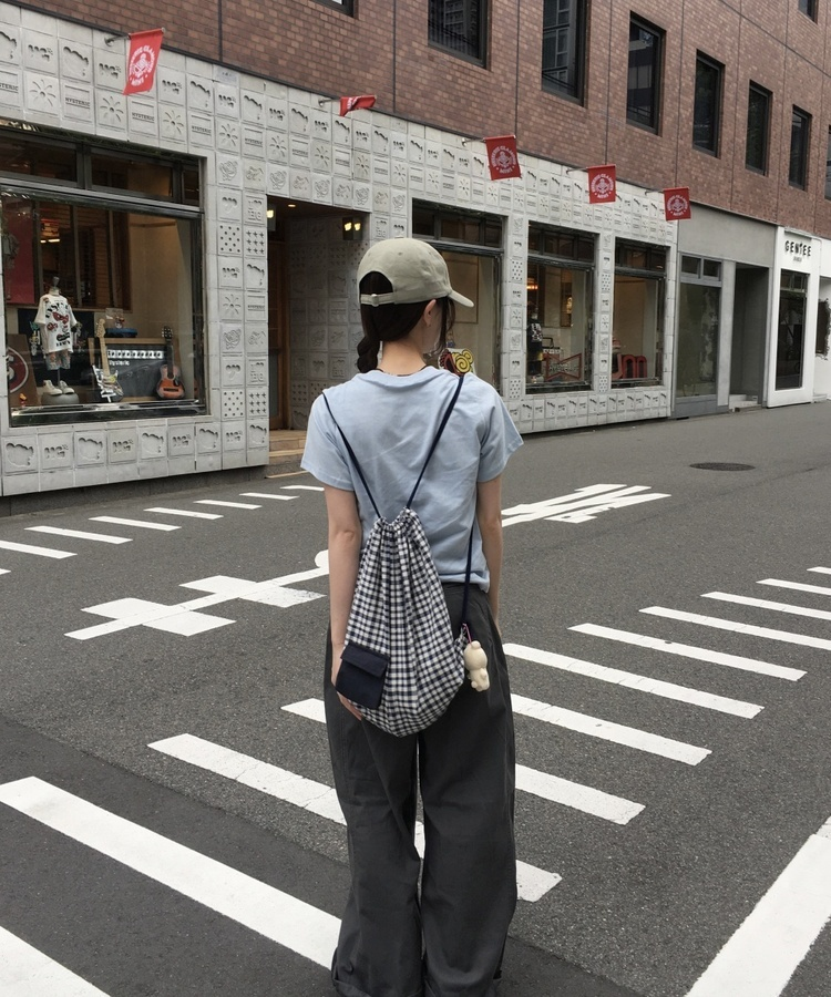 ギンガムチェックバックパック NAVY