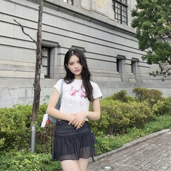 半袖Tシャツ ピンクリボンクロップTシャツ WHITE