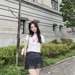半袖Tシャツ ピンクリボンクロップTシャツ WHITE