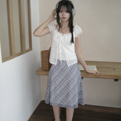 半袖Tシャツ フラワーシースルーキャミソール WHITE