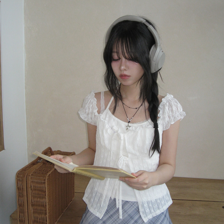 フラワーシースルーキャミソール WHITE