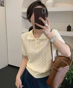 ニット ねじりニット半袖Tシャツ(5color) IVORY