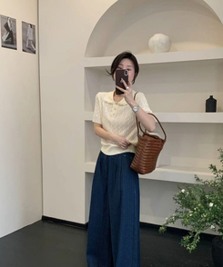 ニット ねじりニット半袖Tシャツ(5color) IVORY