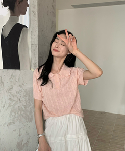 ニット ねじりニット半袖Tシャツ(5color) PINK