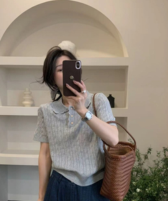 ニット ねじりニット半袖Tシャツ(5color) GREY