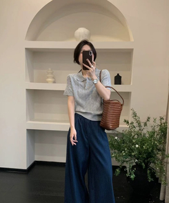 ニット ねじりニット半袖Tシャツ(5color) GREY
