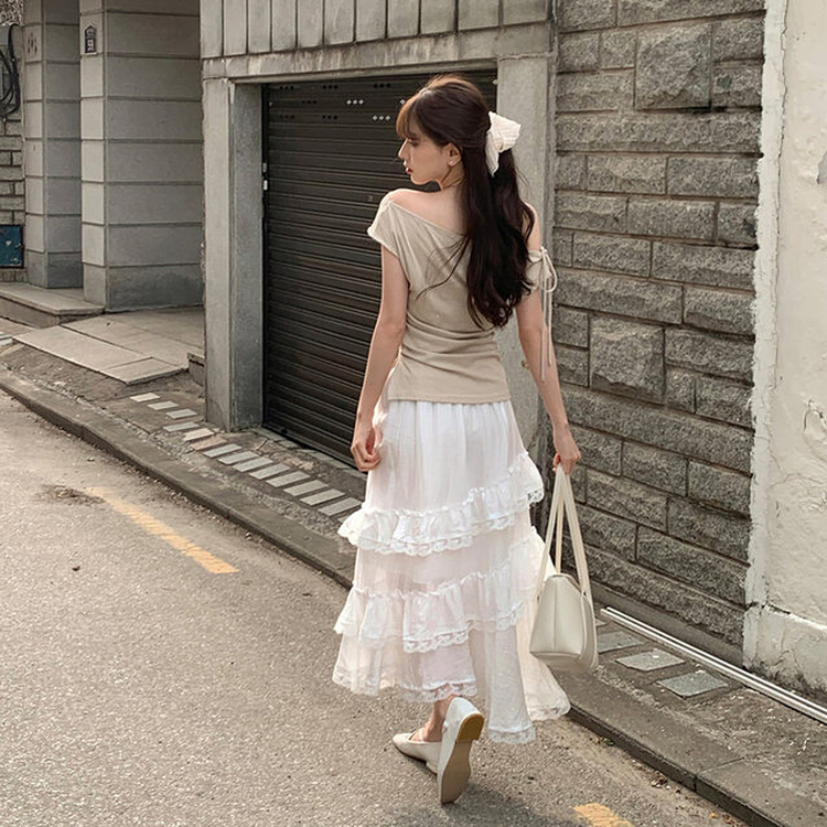 ティアードロングスカート WHITE